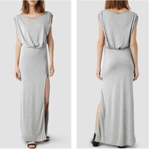 AllSaints Muse Heather Gray Maxi Side Slit Dress 4 All Saints